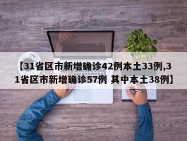 【31省区市新增确诊42例本土33例,31省区市新增确诊57例 其中本土38例】
